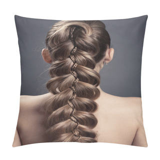 Personality  Long Brown Hair. Back View Pillow Covers
