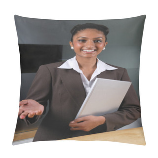 Personality  Welcoming Asian Business Woman Pillow Covers
