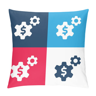 Personality  Application Blue And Red Four Color Minimal Icon Set Pillow Covers