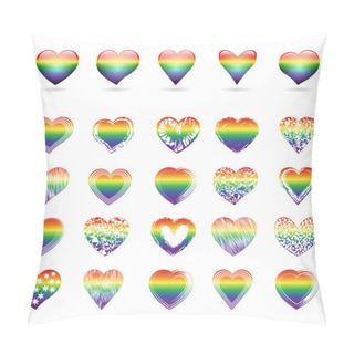 Personality  Set Of Rainbow Hearts Pillow Covers