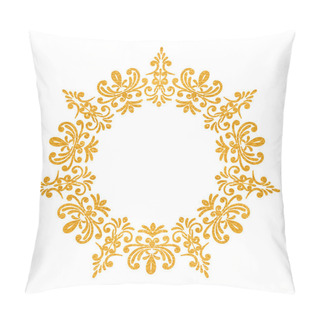 Personality  Elegant Luxury Vintage Round Gold Floral Frame Pillow Covers