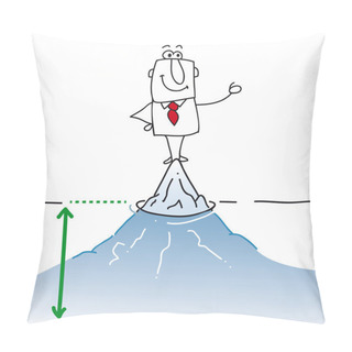 Personality  Businessman  On Top Of Iceberg. Pillow Covers
