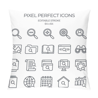 Personality  Search Related Editable Stroke Outline Icons Set Isolated On White Background Flat Vector Illustration. Pixel Perfect. 64 X 64. Pillow Covers