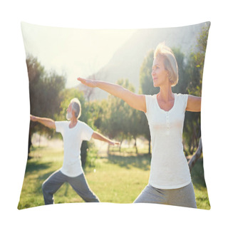 Personality  Senior Family Exercising Outdoors Pillow Covers