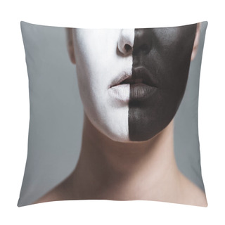 Personality  Girl With Bodyart On Face Pillow Covers