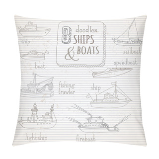 Personality   Set Of Vintage Doodles Marine Vehicles. Pillow Covers