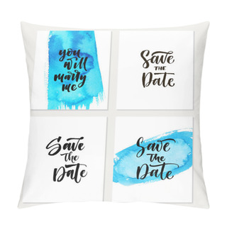 Personality  Collection Of Save The Date Cards.  Pillow Covers