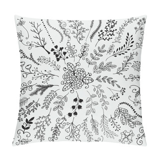 Personality Vector Hand Sketched Rustic Floral Doodle Branches Pillow Covers