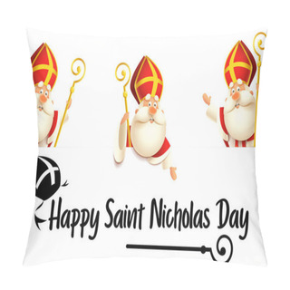 Personality  Happy Saint Nicholas Or Sinterklaas Day Set - Isolated On Transparent Background Pillow Covers