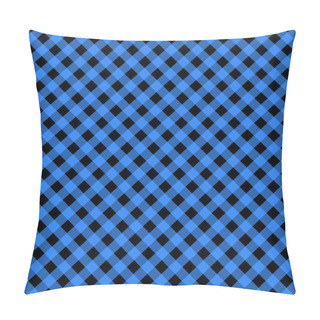 Personality  Gingham Seamless Blue And Black Pattern. Texture From Squares For Plaid, Tablecloths, Clothes, Shirts, Dresses, Paper, Bedding, Blankets, Quilts And Other Textile Products. Vector Illustration EPS 10 Pillow Covers