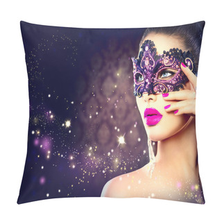 Personality  Sexy Woman Wearing Carnival Mask Pillow Covers