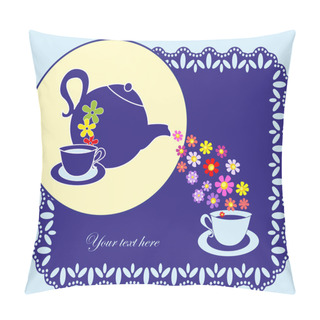 Personality  Cute Tea Time Card. Vector Illustration Pillow Covers