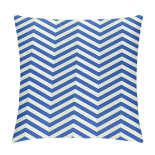 Personality  Vector Chevron Seamless Pattern. Background For Wallpaper, Gift Paper, Fabric Print, Furniture. Zigzag Print. Unusual Painted Ornament From Brush Strokes. Navy Blue And White Pillow Covers