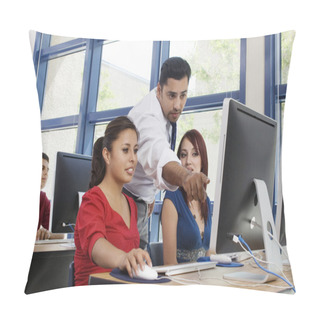 Personality  Professor Assisting Students In Class Pillow Covers