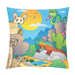 Personality  Desert Scene With Various Animals 4 Pillow Covers