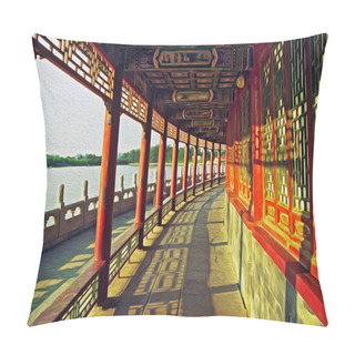 Personality  Stylized Photo Of Of Ornamental, Beautiful Buildings At Longevit Pillow Covers