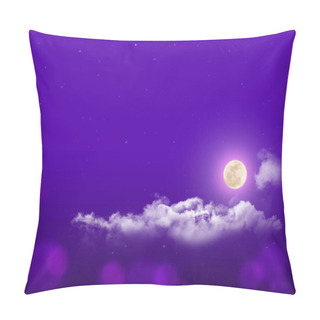 Personality  Mystical Night Sky Background With Full Moon, Clouds And Stars. Moonlight Night With Copy Space Sun Risk Time. Pillow Covers