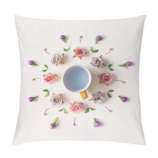 Personality  Tea Cup In Flowers Frame Pillow Covers