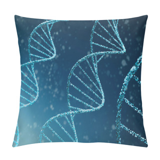 Personality  Abstract DNA Medical Background. 3d Illustration Of Double Helix Blue DNA Molecules Uses In Technology Such As Bioinformatics, Genetic Engineering, DNA Profiling (Forensic Science) And Nanotechnology Pillow Covers
