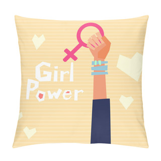 Personality  Girl Power Vector Illustration In Flat Style.  Feminism Symbol. Pillow Covers