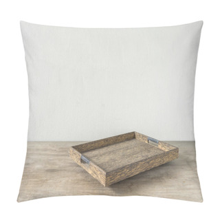 Personality  Wooden Tray On Wooden Table Pillow Covers