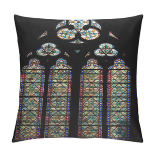 Personality  Paris, France, March 27 2017: Famous Notre Dame Cathedral Stained Glass. UNESCO World Heritage Site. Paris, France Pillow Covers