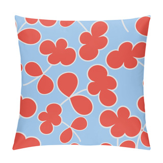 Personality  Light Blue With Small Ditsy Red Florals Seamless Pattern Background Design. Pillow Covers