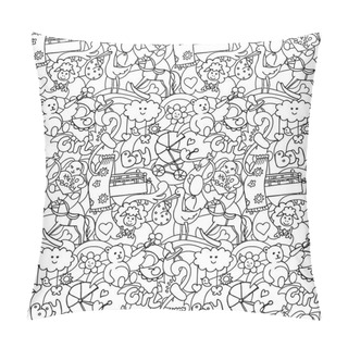 Personality  Doodle Baby Shower Seamless Pattern Pillow Covers