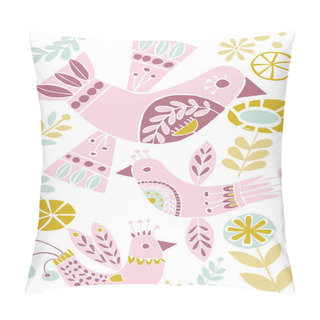 Personality  Vector Pastel Folk Birds Illustration, Editable And Scalable. Perfect For Cards: Easter, Valentine, Baby Shower And More. Pillow Covers