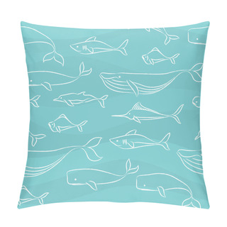 Personality  Seamless Doodle Pattern - Big Fishes Pillow Covers