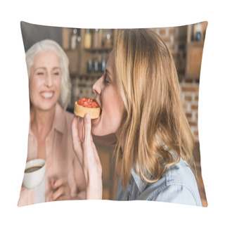Personality  Two Women During Lunch Pillow Covers