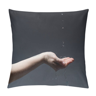 Personality  Cropped View Of Woman With Water Drops On Dark Pillow Covers