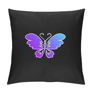 Personality  Black Butterfly Top View With Opened Wings Blue Gradient Vector Icon Pillow Covers