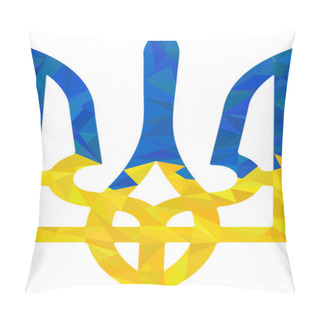 Personality  Textured Ukrainian National Emblem Trident Tryzub In Ukrainian Flag Colors And Low Polygonal Pattern Pillow Covers