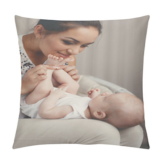 Personality  Portrait Of Happy Mother And Child In The Home Environment Pillow Covers