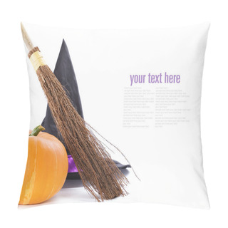 Personality  Witch Broomstick, Pumpkin And Hat Pillow Covers