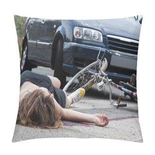 Personality  Unconscious Cyclist After Road Accident Pillow Covers