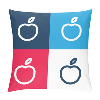Personality  Apple Blue And Red Four Color Minimal Icon Set Pillow Covers