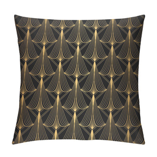 Personality  Art Deco Pattern. Seamless Black And Gold Background Pillow Covers