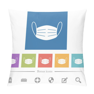 Personality  Medical Face Mask Flat White Icons In Square Backgrounds. 6 Bonus Icons Included. Pillow Covers