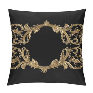 Personality  Gold Frame. Isolated Over Black Background Pillow Covers