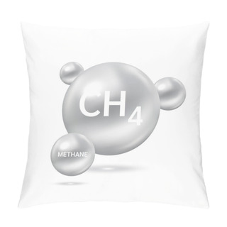Personality  Methane Gas Molecule Models And Physical Chemical Formulas. Natural Gas Combustible Gaseous Fuel. Ecology And Biochemistry Science Concept. Isolated On White Background. 3D Vector Illustration. Pillow Covers