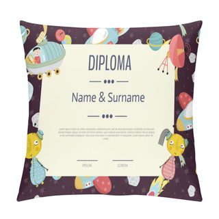 Personality  Diploma Cartoon Vector Template Pillow Covers