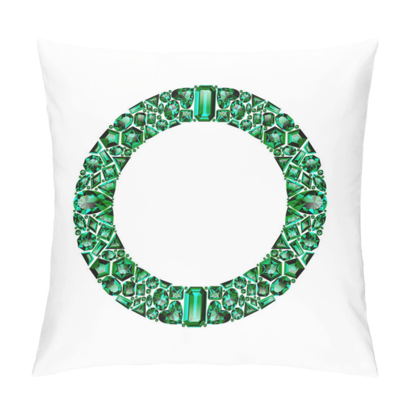 Personality  Round Frame Made Of Realistic Green Emeralds With Complex Cuts Pillow Covers