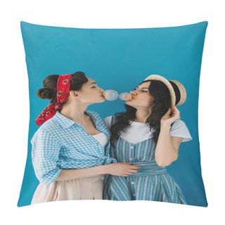 Personality  Multicultural Women Blowing Bubble Gum Pillow Covers