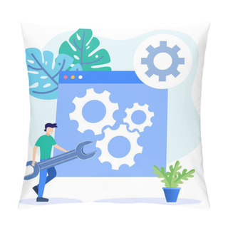 Personality  Modern Vector Illustration Software And Hardware Failure Troubleshooting. Troubleshooting And Technician Support. Checking For Failures And Testing To Restore The System. Pillow Covers