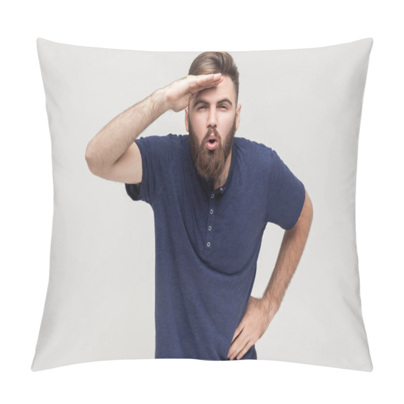Personality  Man Looking Far Away Pillow Covers