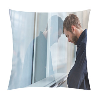 Personality  Businessman Leaning Head To Window Pillow Covers