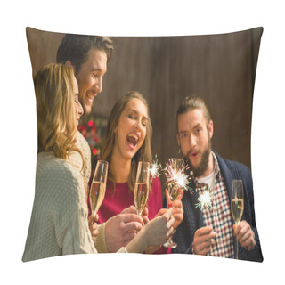 Personality  People With Champagne And Sparklers  Pillow Covers