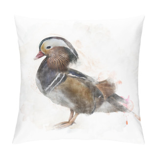 Personality  Watercolor Image Of A Mandarin Duck Pillow Covers